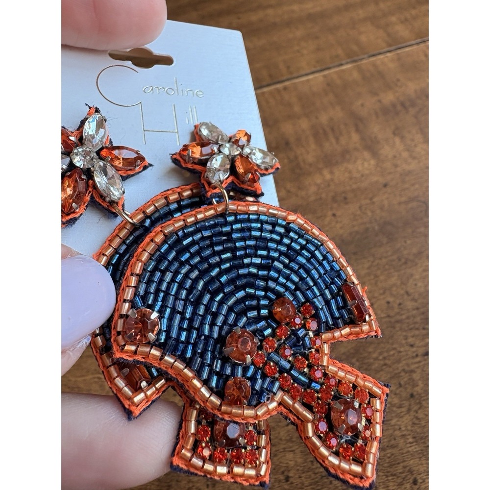 Football Helmet Navy & Orange  Auburn, Bears, Broncos, Bears, UF Beaded Earrings